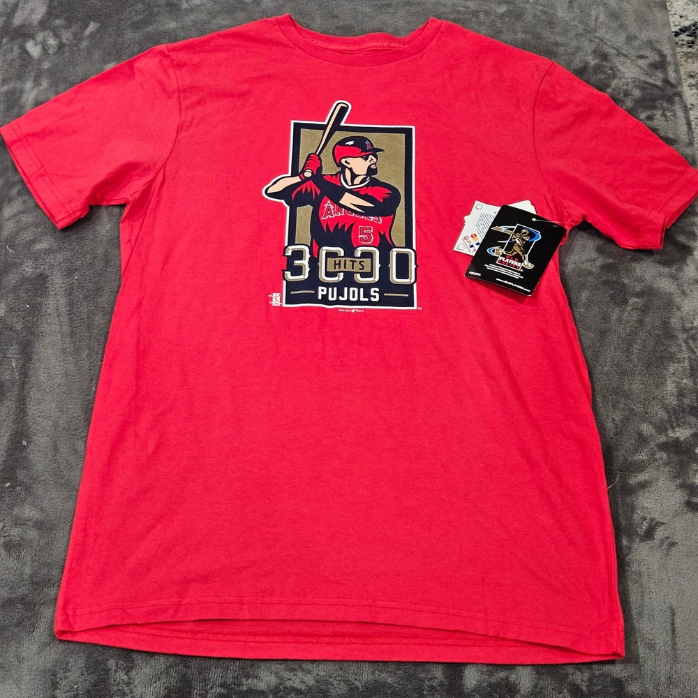 New Era Los Angeles Angels‎ Men's Medium Albert Pujols 3000 Hits MLB T-Shirt
